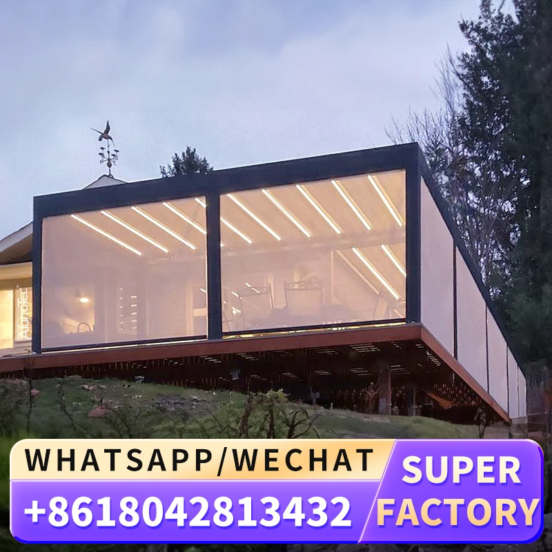 

Luxury Waterproof Modern Garden Outdoor Aluminum Pergola Retractable Roof Electrical Bioclimatic Louver Pavilion