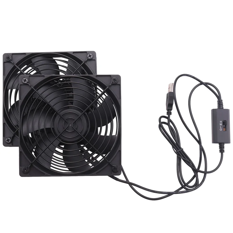 Ventiladores duplos de roteador de PC alimentados por USB de 120 mm 5V com controlador de velocidade Ventilador de resfriamento de alto fluxo de ar para receptor de modem de roteador