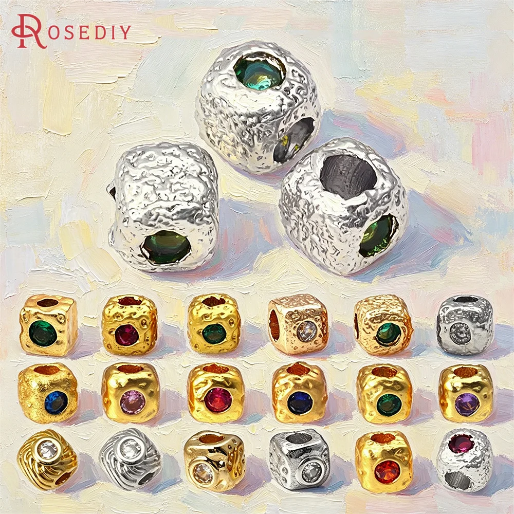 

4MM 4.5MM 5MM 18K Gold Color Brass and Zircon Square Bracelets Spacer Beads High Quality Jewelry Diy Accessories Making Supplies