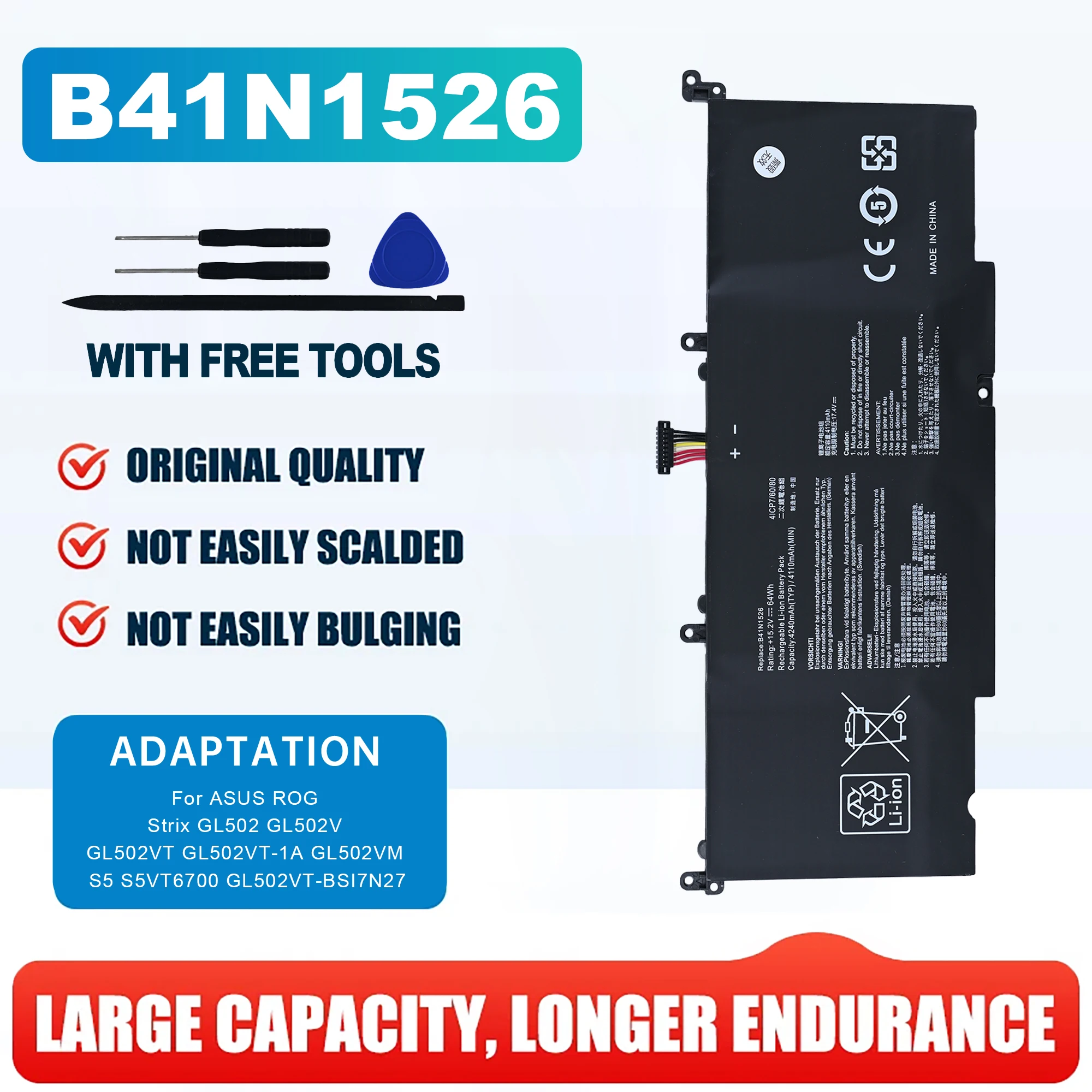 B41N1526 Laptop Battery For ASUS ROG Strix GL502 GL502V GL502VT GL502VT-1A GL502VM S5 S5VT6700 GL502VT-BSI7N27 ZX60V ZX60VM