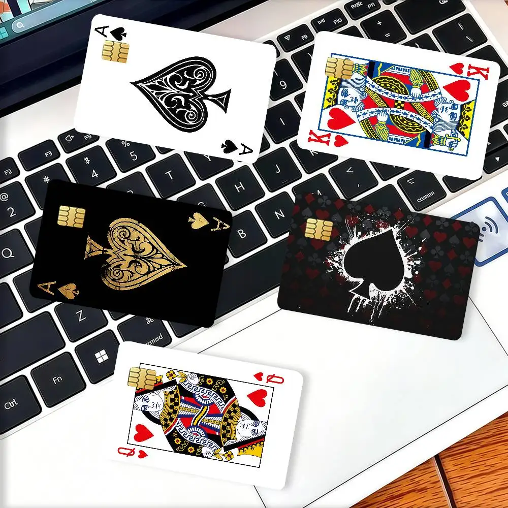 Poker Credit Skin Cover Card Stickers 4PCS Film Bus Pass Front Decoration Bank Debit Waterproof