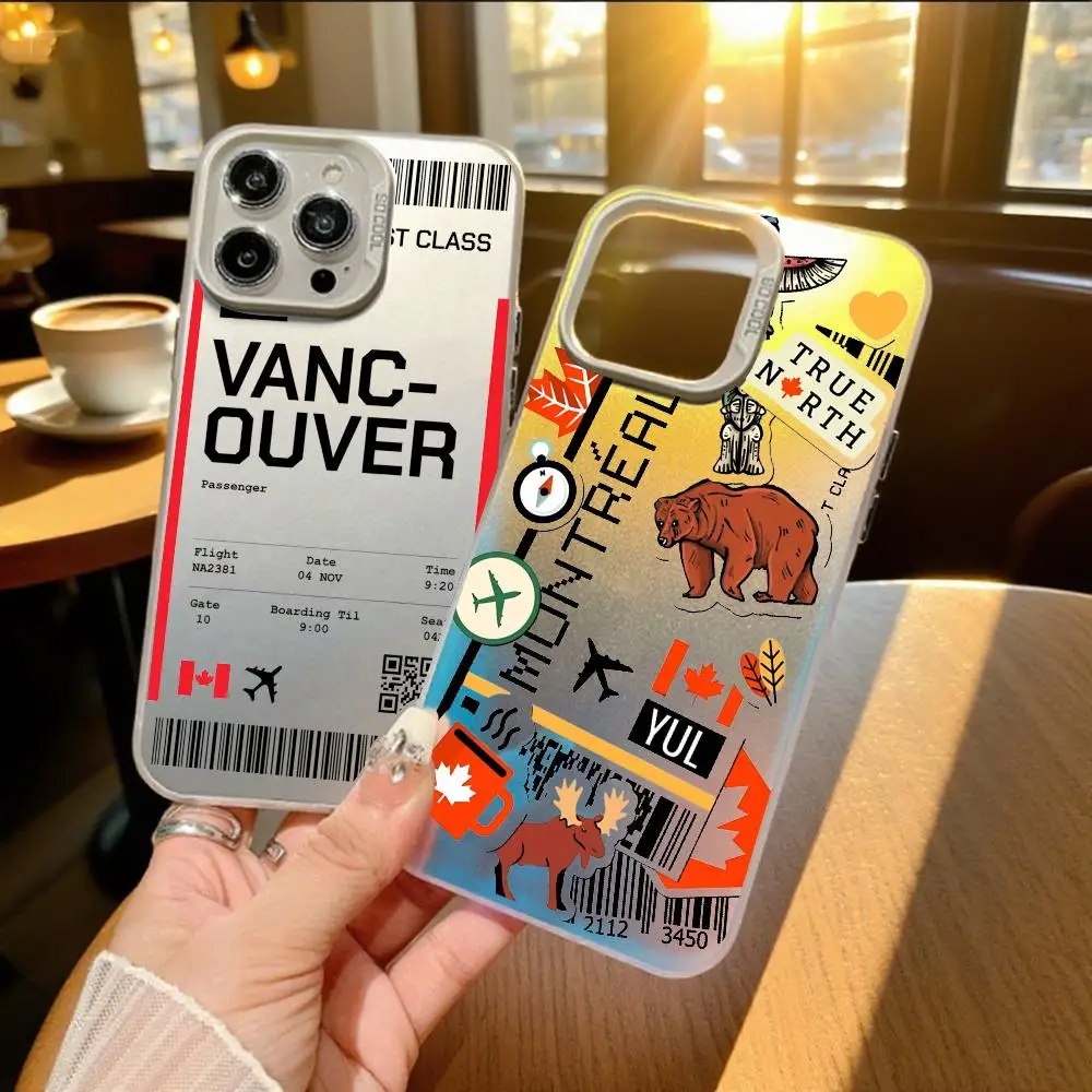 

Plane Ticket Canada Phone Case For IPhone 11 12 13 14 15 16 17 Air Pro Max 16E X XS XR SE2 Electroplate Silver IMD Cover