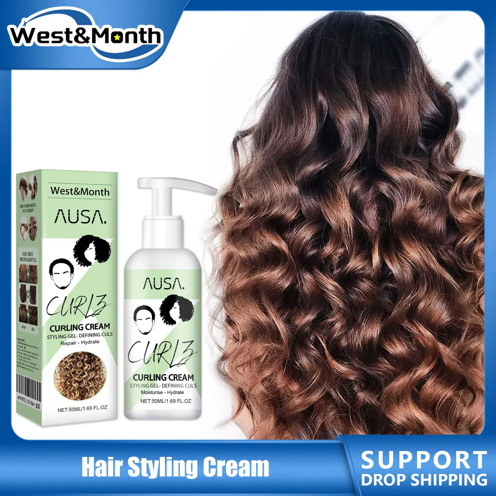 

Curly Hair Styling Cream Reducing Dandruff Prevent Dryness Daily Nourish Control Edges Strengthen Wigs Shaping Protein Curly Gel