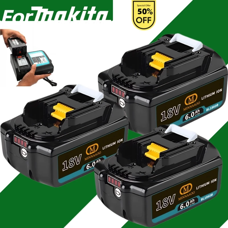 

100% оригинал для литиевой батареи Makita 18 В 5,0-6,0 Ач, замена для BL1830BL1840BL1850BL1860B Инструменты
