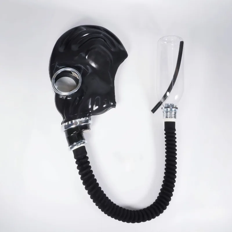Latex Full Head Hood Cosplay Prop Kit Breath Control Costume Set Air Bag Negative Pressure Bottle & Connectors