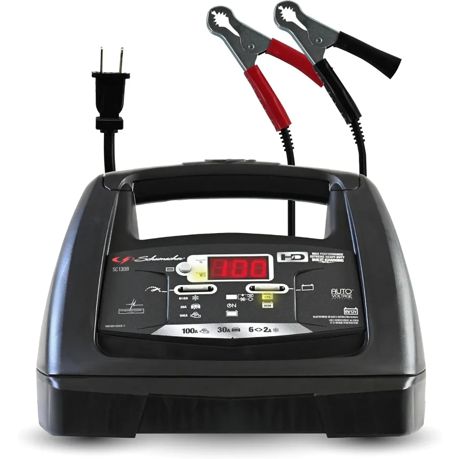 

Schumacher Electric 6A Car Battery Charger and 100A Engine Starter 6-in-1 Solution Maintainer 30A Boost for 6V/12V Power Sport