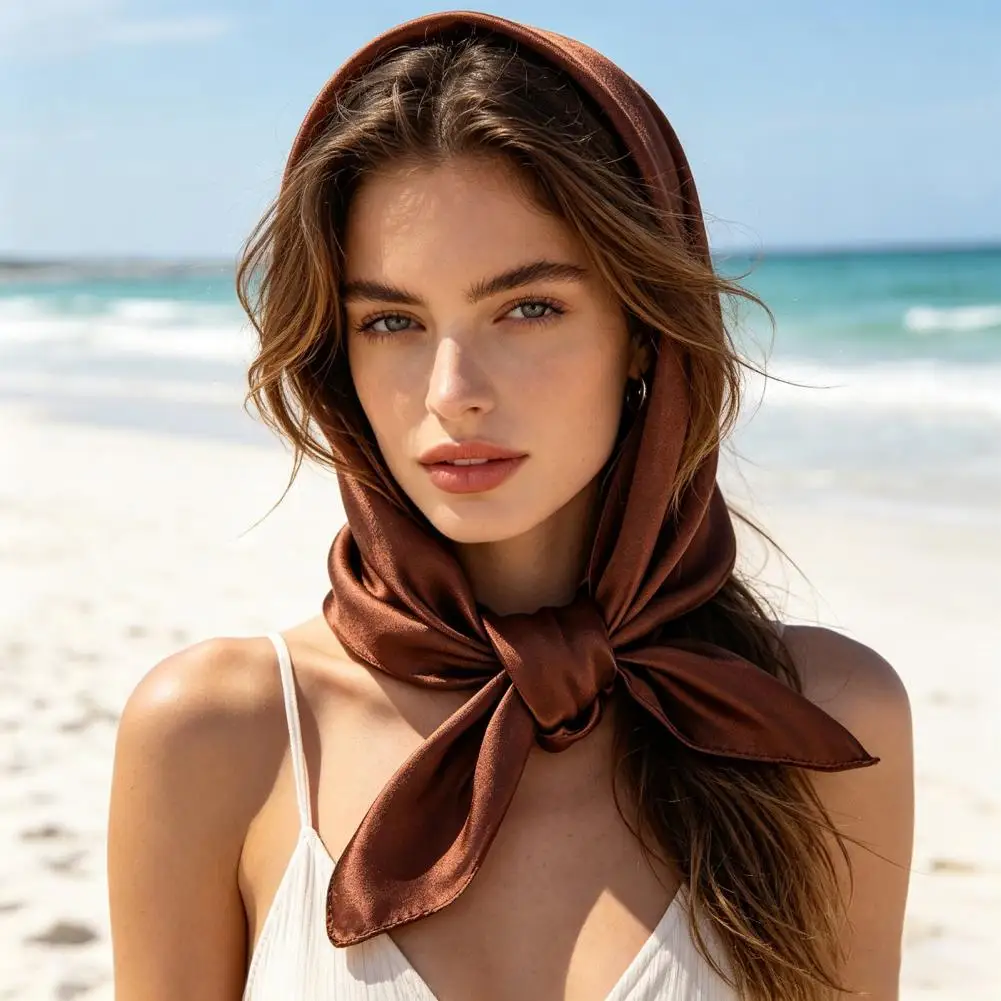 

2026 Silk Scarf Soft Breathable Smooth Satin Square Scarf Sun Protection Headscarf Headband Neck Wrap Lightweight Fashion Acces