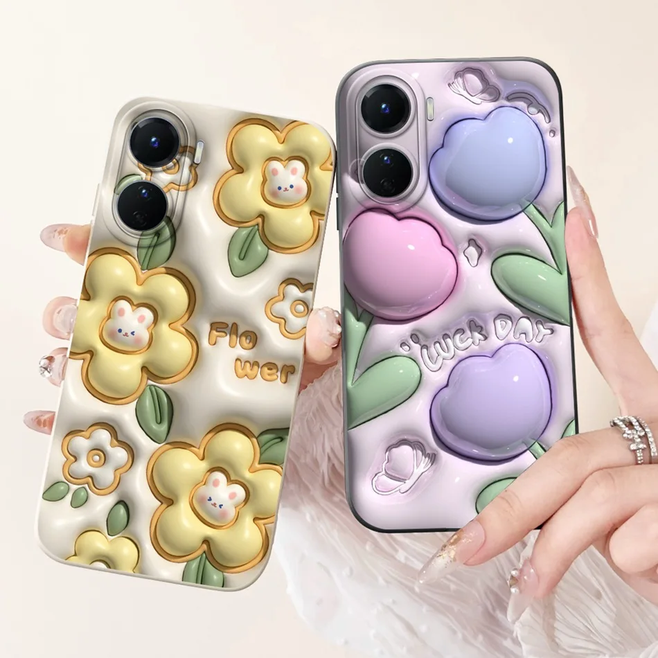 For Vivo Y16 Case Vivo Y56 VivoY16 4G V2204 V2214 V2225 Cute Panda Rabbit Cartoon Soft Silicone Lens Protective Phone Cases