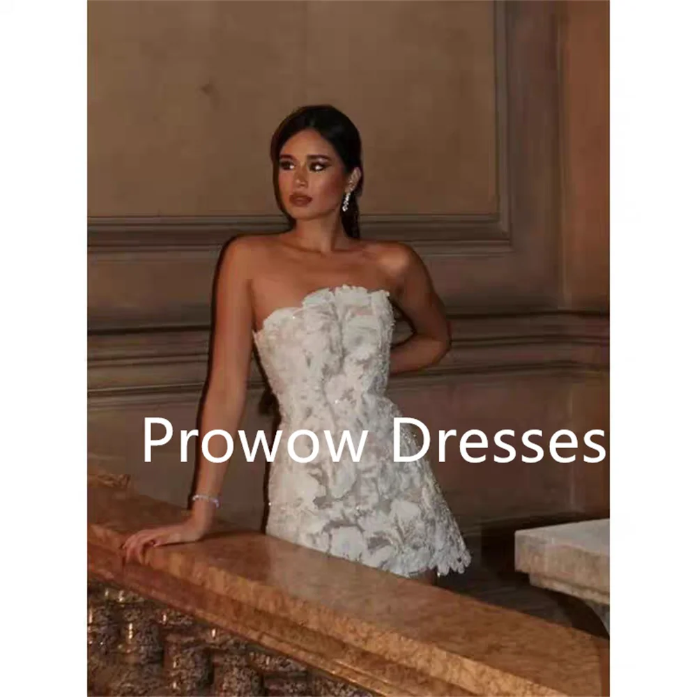 Prowow-Mini vestido de novia de lujo con cuentas, sin mangas, marfil, corto, con cremallera en la espalda, vestido Formal blanco personalizado