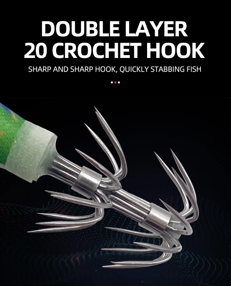 ShareShark Angelköder 14 Stück Holzkrebs Leuchtender Tintenfisch-Köder 3D-Auge Harter Köder Angelzubehör – Detail 5