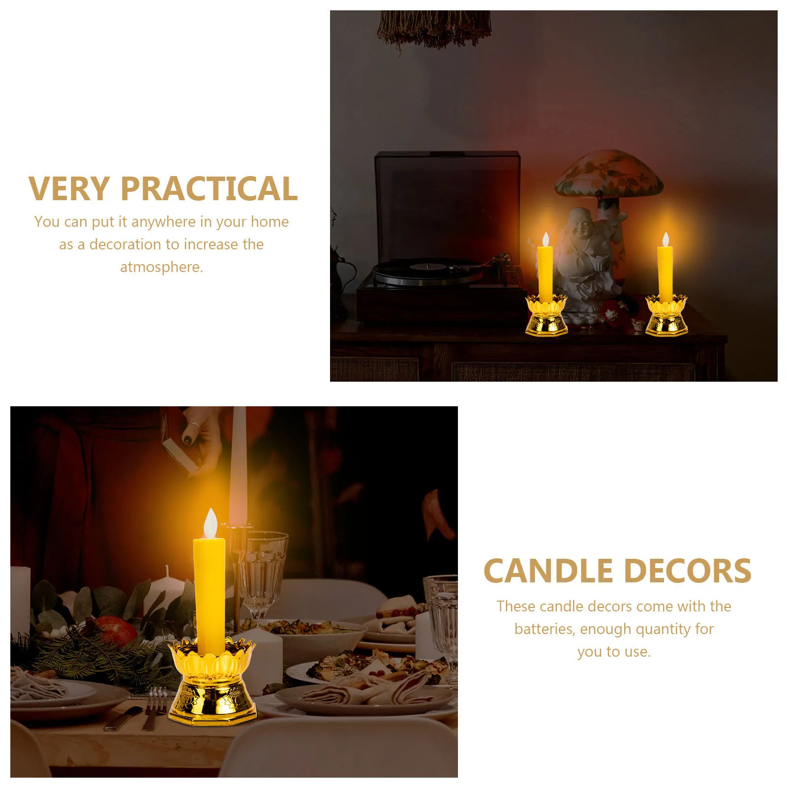 Velas electrónicas Led, luces operadas sin llama, brillo cálido falso para decoración del hogar, comedor, luz nocturna segura
