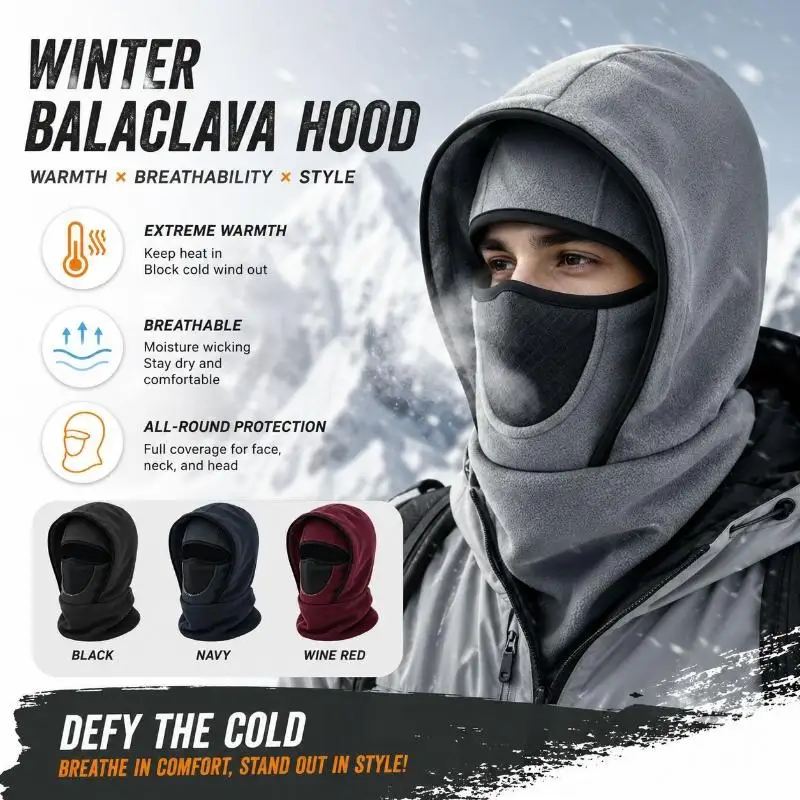 Winter Fleece Extreme Warm Breathable Full Coverage For Skiing Hiking Winter Outdoor Sports