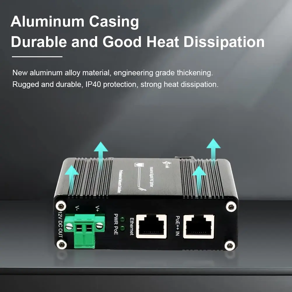 Imagem -04 - Divisor Poe de Saída dc Industrial Adaptador Gigabit de Entrada Power Over Ethernet Ieee802.3at bt 30w 95w 12 19 24 36v