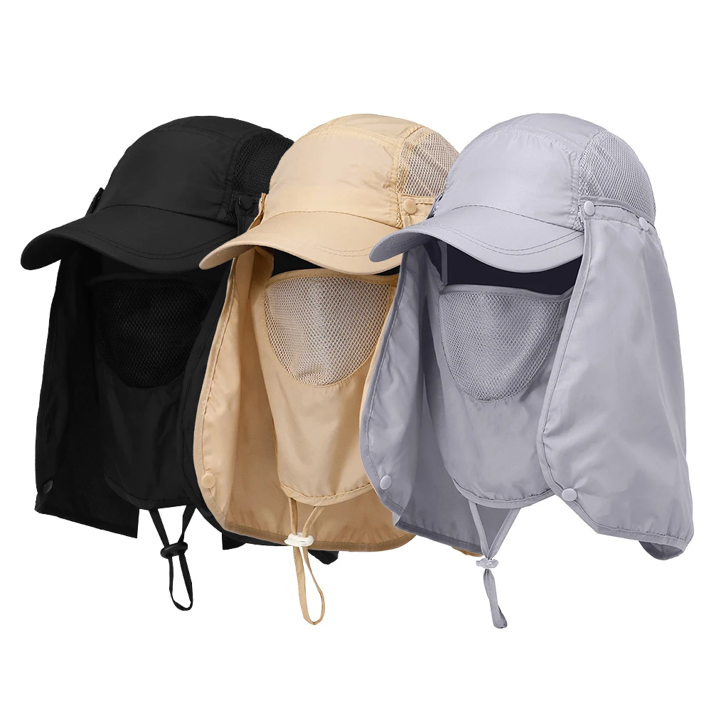 Outdoor Sport Hiking Visor Hat UV Guard Face Neck Cover Fishing Sun Protection Cap