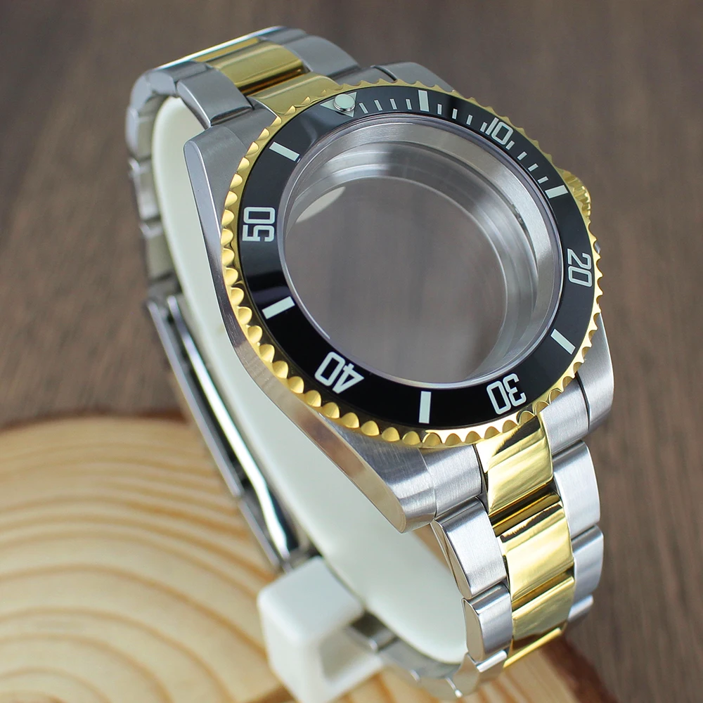 Корпус часов NH35 40 мм, браслет SUB, керамический безель, светящаяся вставка для Seiko NH35 NH36 NH38 8215 2824 PT5000, сапфир, серебро, золото