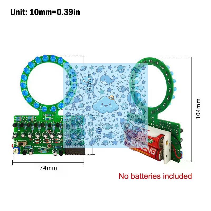 CD4017 Ring Shaped Gradient LED Water Lamp DIY Electronic Kit Welding Manufacturing Parts For Physics Experiment Teaching