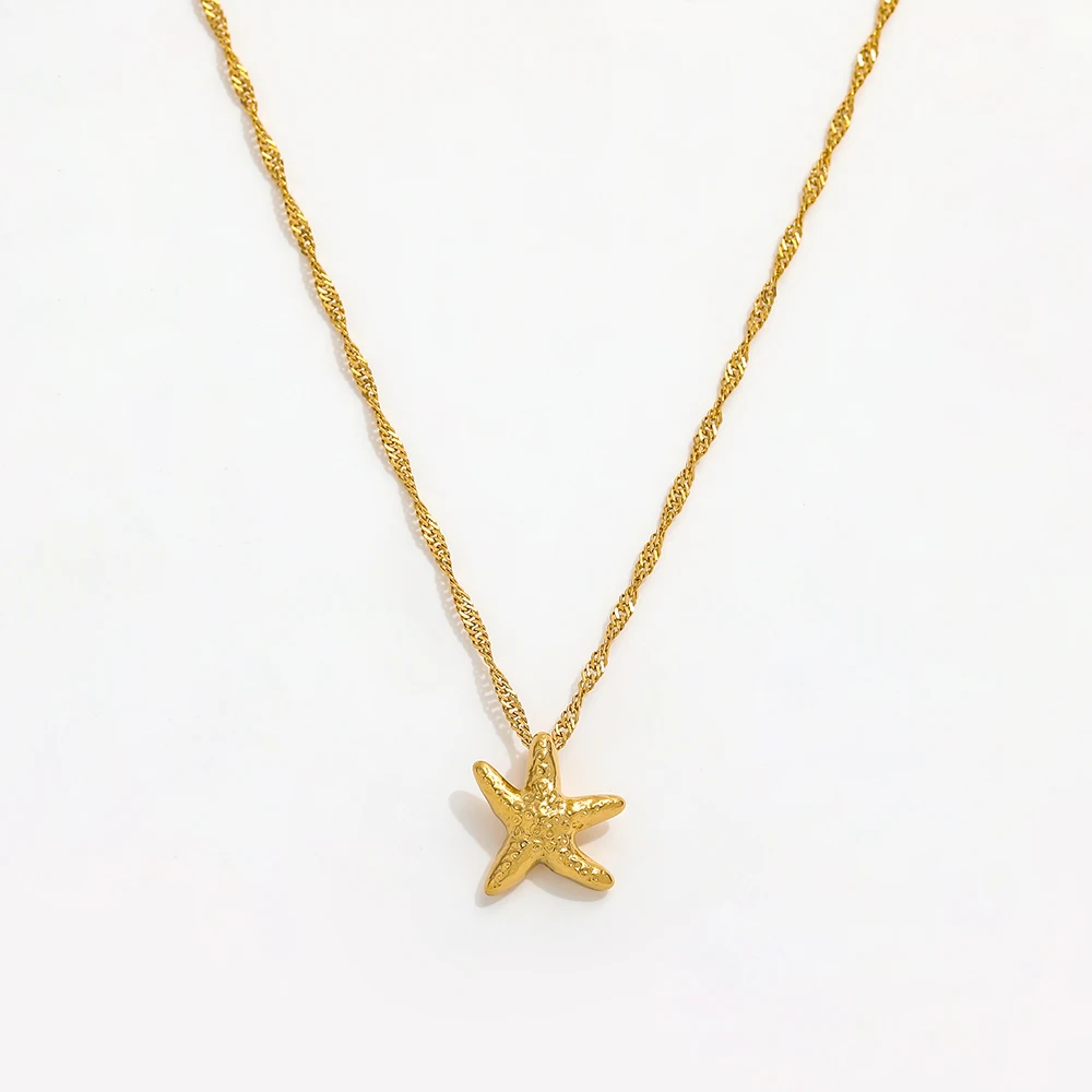 Joolim Jewelry Wholesale Waterproof&Tarnish Free Dainty Cute Versatile Starfish Pendant Stainless Steel Necklace for Women