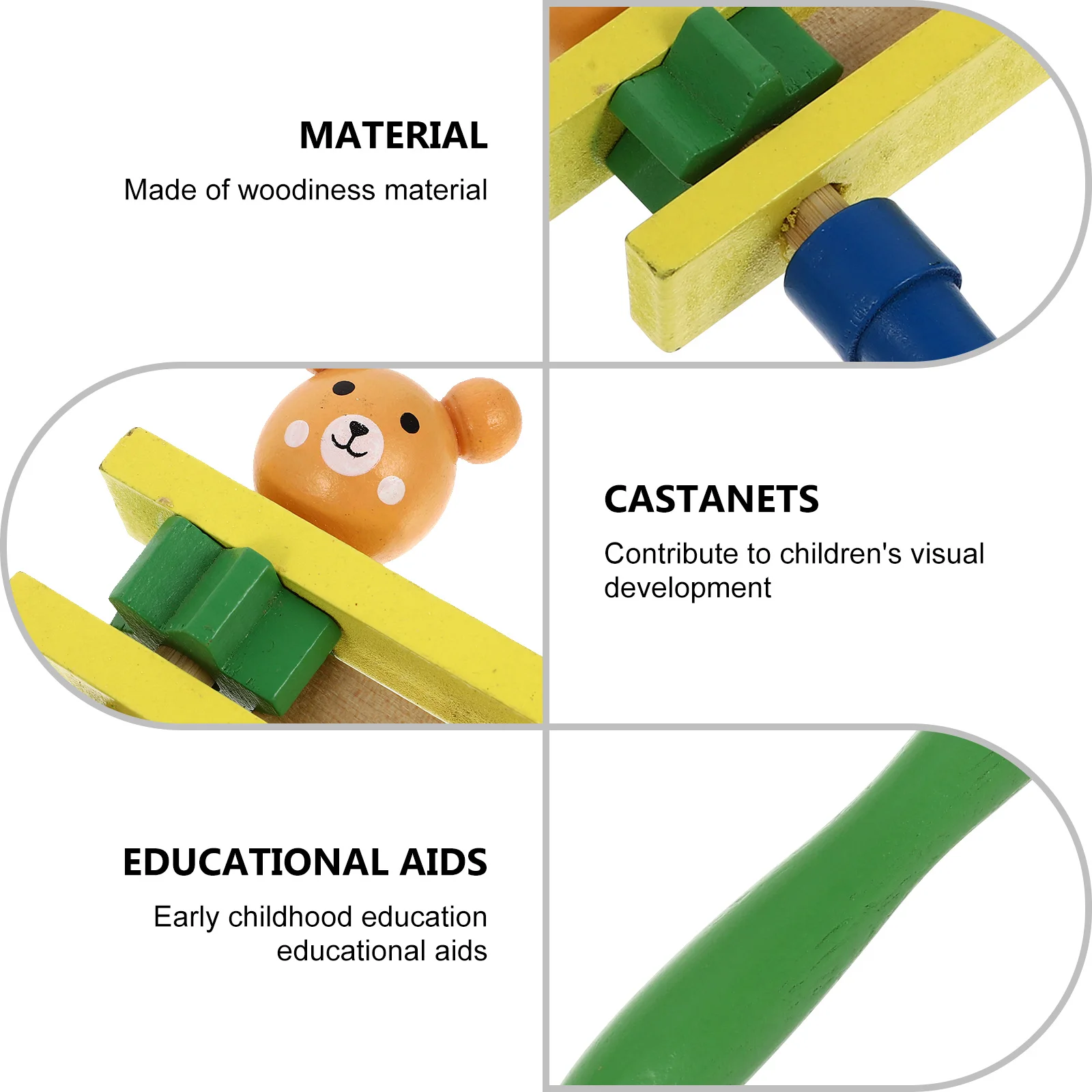 

2 Pcs Early Teaching Aids Children's Percussion Instruments Kids Musical Finger Castanets for Cartoon