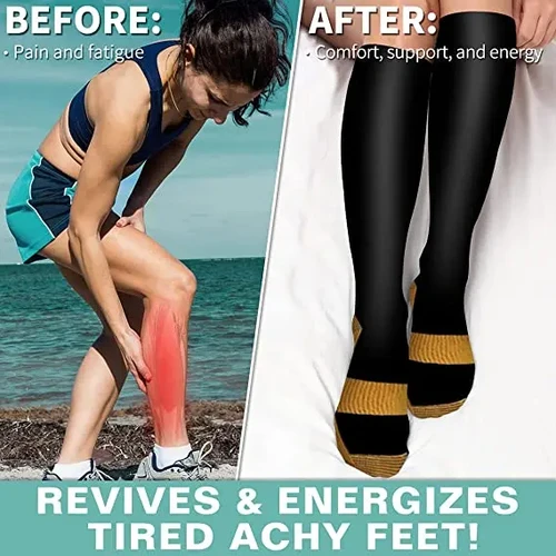 Imagen 2 del producto Calcetines de compresión para mujer, calcetín médico para venas varicosas, Edema de circulación sanguínea, embarazo, deportes, correr, hasta la rodilla, enfermera