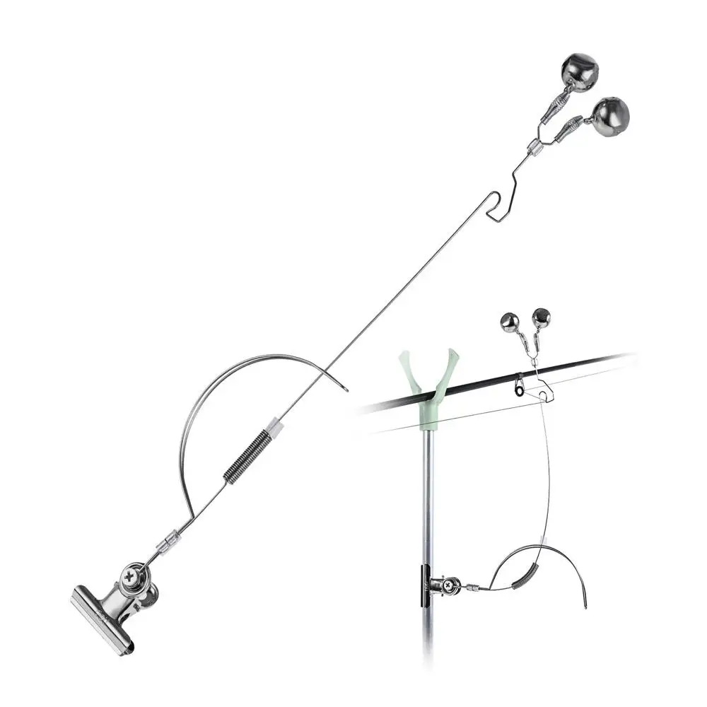 35cm Outdoor Spring Loaded Clip Double Fishing Rod Alarm Silver Bells Accessories Stainless Steel Tackle for Night Sea Fishing