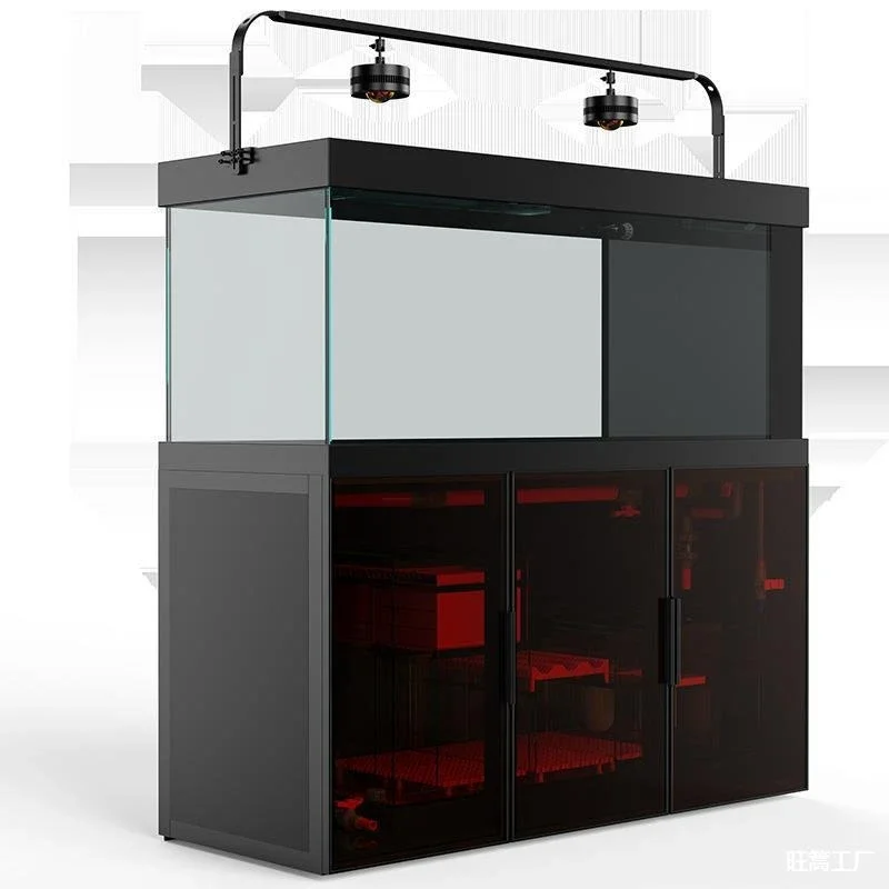 fish tank aquatic plant tank aquarium, living room ultra-white glass Jiro arowana stream tank