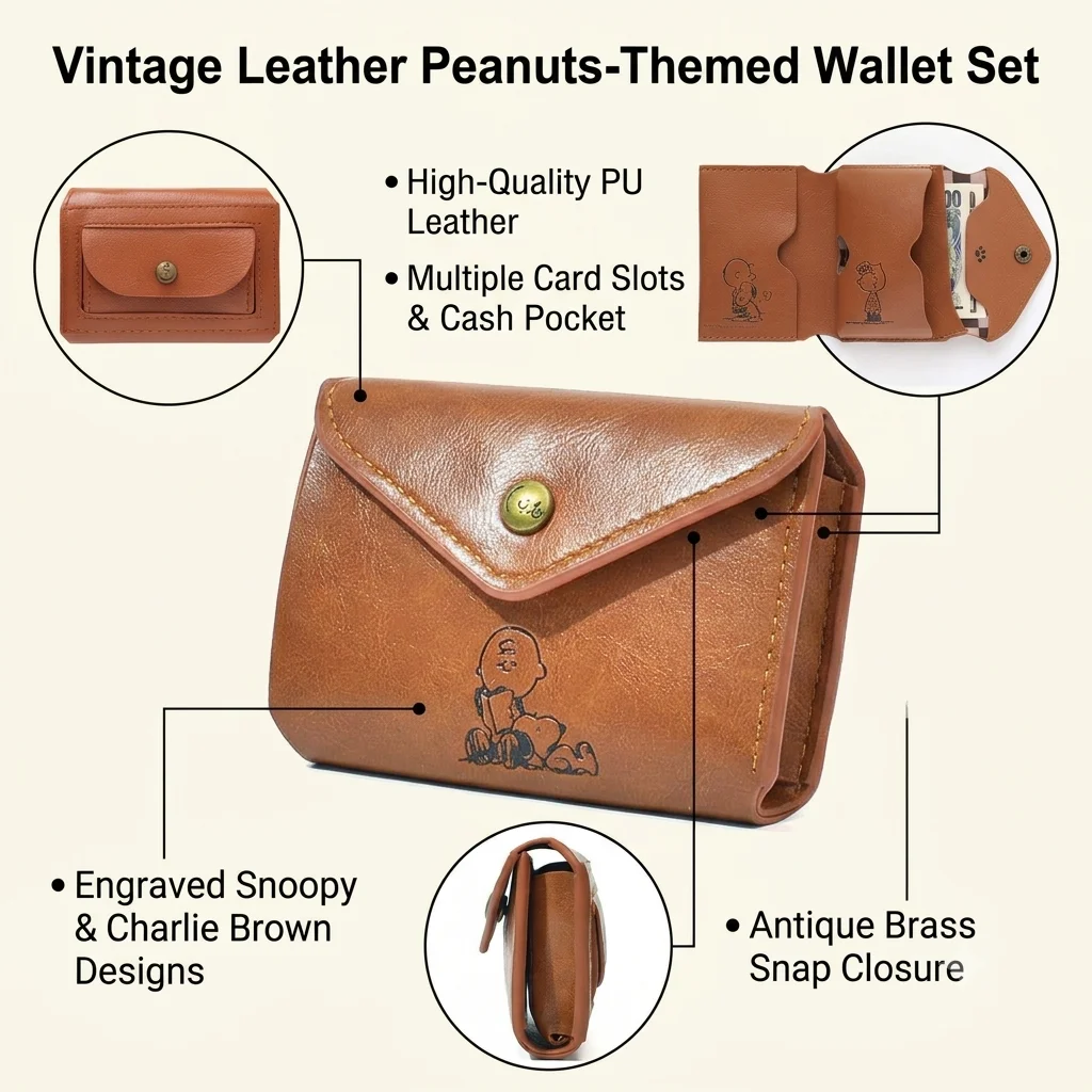 Bifold Leather Wallet - محفظة قصيرة من الجلد الصناعي بتصميم