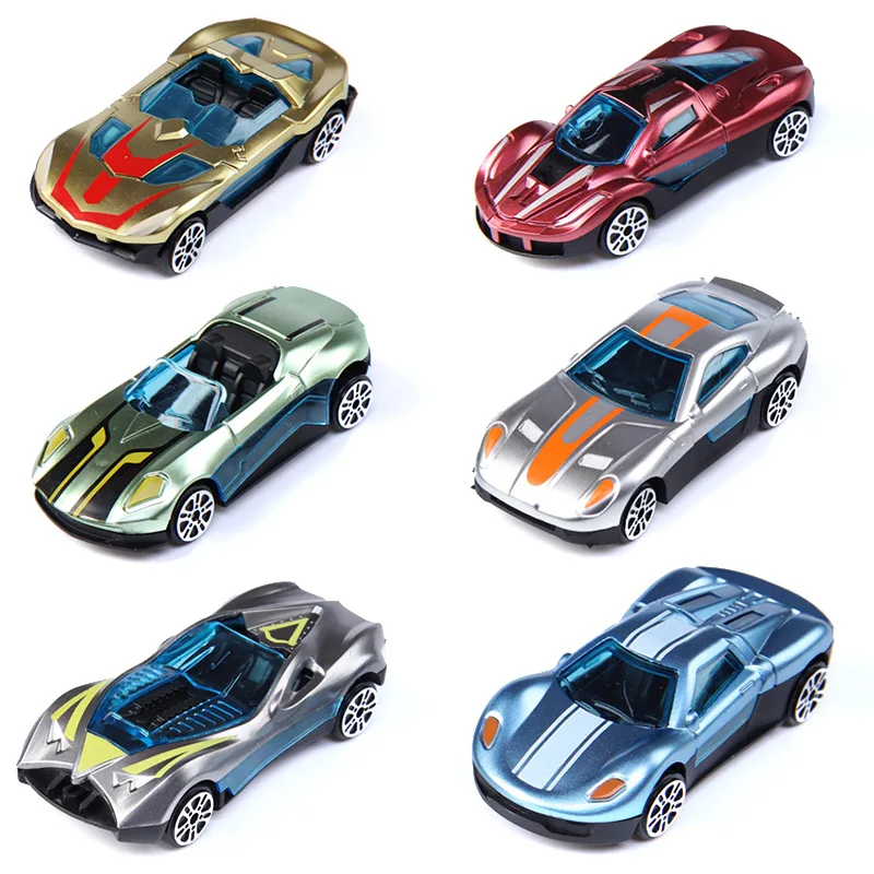 Mini coche de carreras de simulación de plástico para niños, 5 piezas, pintura fresca, modelo de juguete, juguetes educativos para niños, juguetes de coche deslizantes creativos, regalos para niños