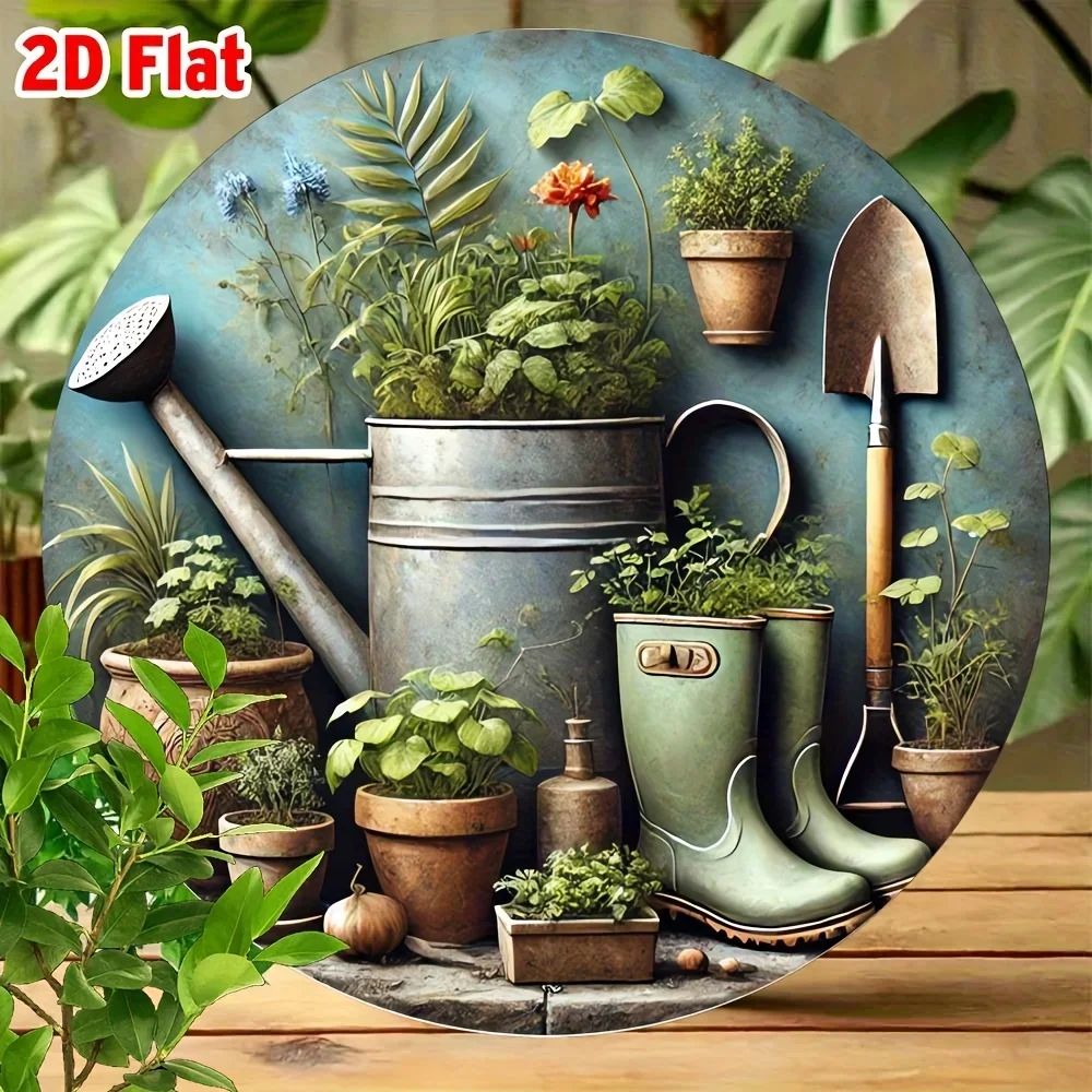 Vintage Garden Metal Wall Sign 8x8