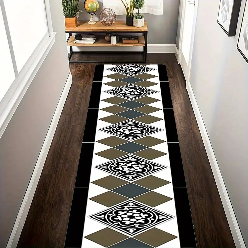Modern Geometric Argyle Kitchen Rug Moroccan Diamond Runner Mat Vintage Luxury Hallway Bedside Laundry Floor Carpet Decor