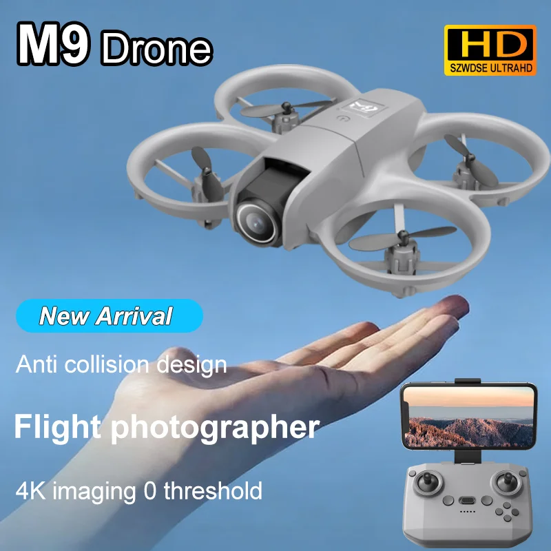 M9 Drone Mini 4K HD Dual Camera Aerial Photography Headless mode Optical Flow Positioning Stunt Roll Beginner Quadcopter Drone