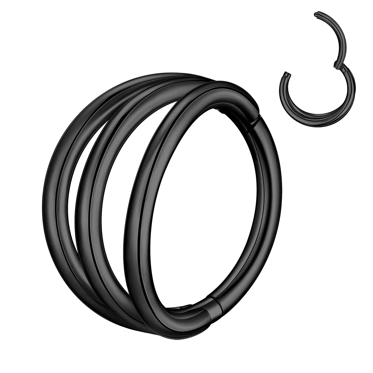 Triple Hoop Nose Ring in Stainless Steel