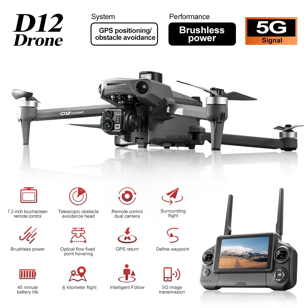 D12 Professional Drone GPS WIFI 6KM FPV 7.2