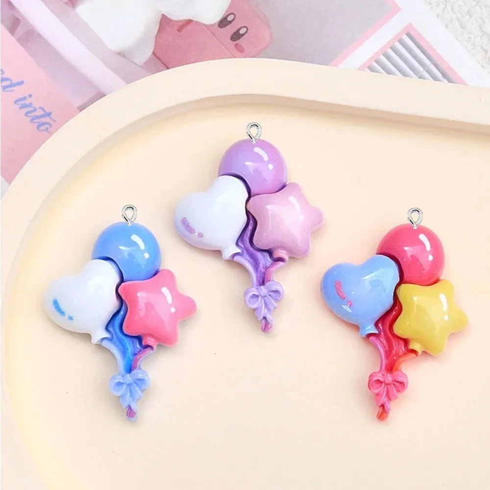 10Pcs Flat Back Shiny Heart Balloon Charms
