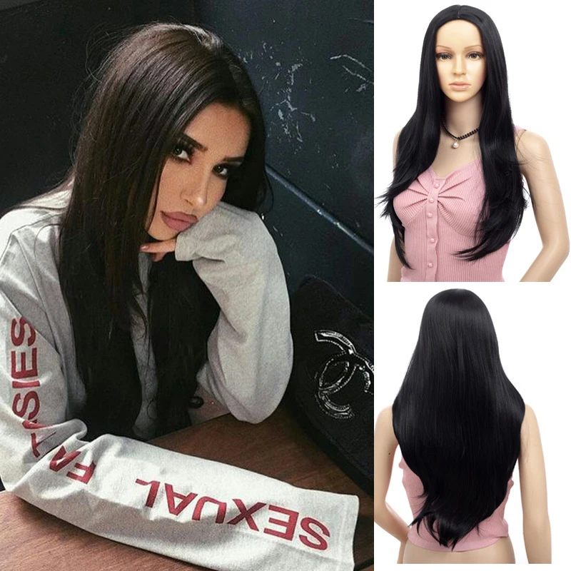 New Fashion African Slightly Curled Long Straight Hair Wig