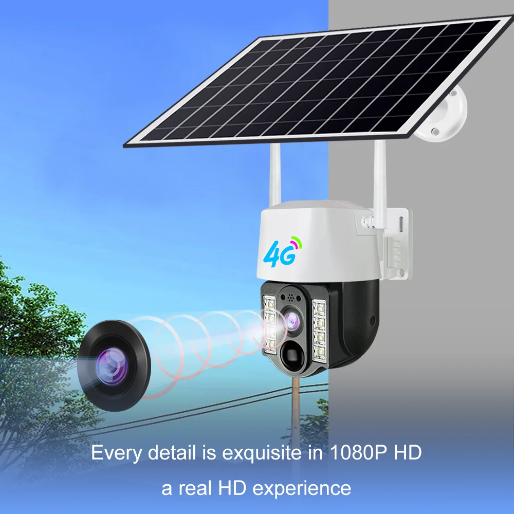 Cámara Solar inteligente para exteriores, videocámara inalámbrica con tarjeta SIM 4G, 1080P, 4K, CCTV, 4MP, IP, lente Dual, impermeable, protección