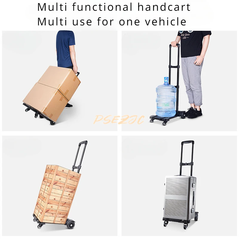 Telescopic Folding Chassis Small Cart Portable Shopping Trailer Universal Wheel Handcart Stall Stocking Trolley