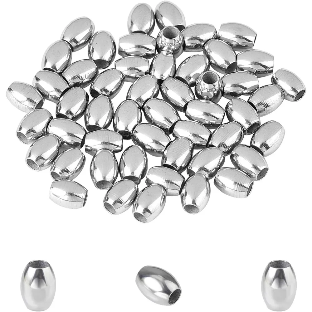 

About 50pcs 6mm Barrel Spacer Beads 2.5mm Hole Stainless Steel Loose Beads Metal Beading Spacers Smooth Surface Beads Finding