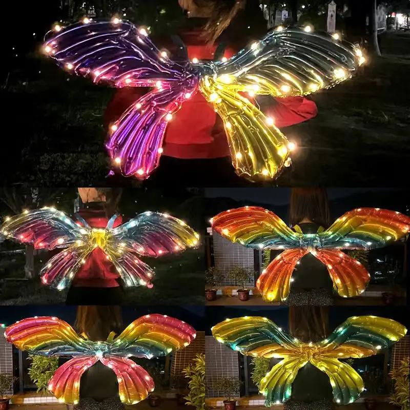 Outdoor Angel Inflatable Rainbow Butterfly Wings Aluminum Film Balloon Children\'s Party Decoration Photography