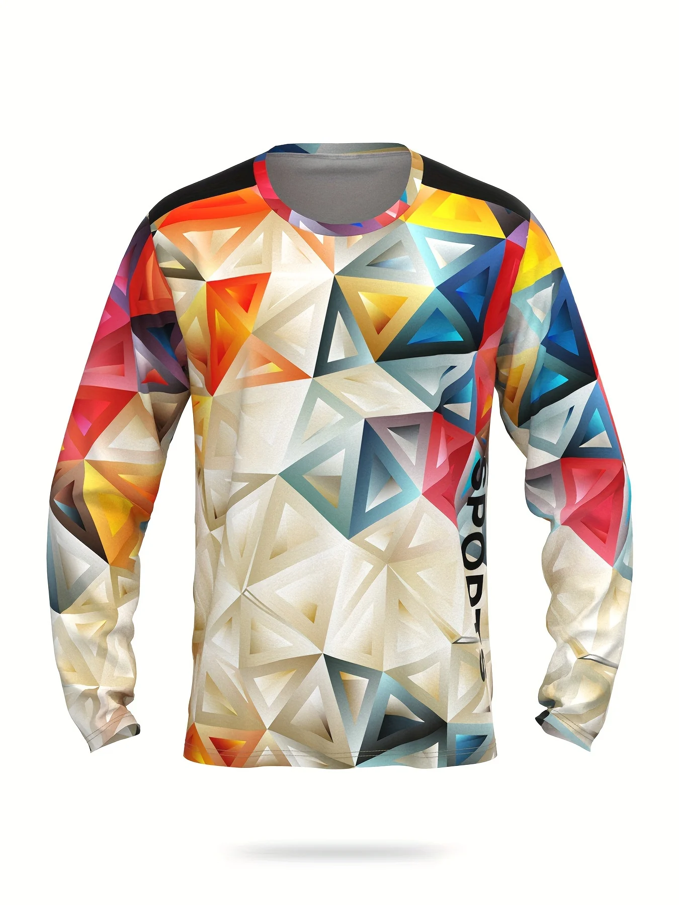 

Мужская быстросохнущая футболка с длинными рукавами и геометрическим принтом, костюм для бега для фитнеса, дышащий, впитывающий пот, топ для рыбалки на открытом воздухе