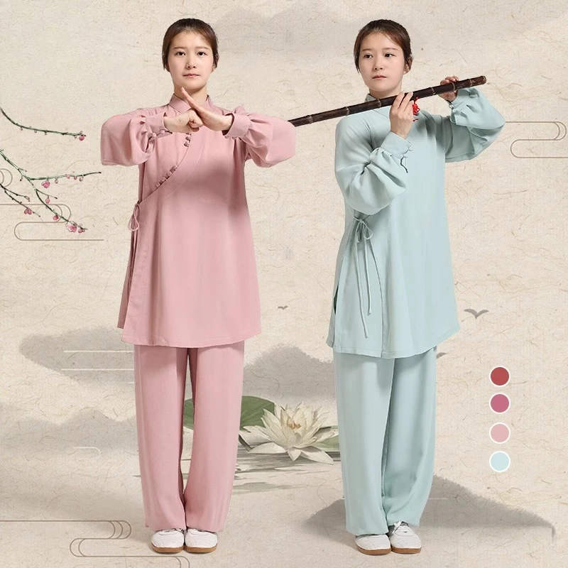 Elegant Women's Wushu Tai Chi Suit Chinese Kung Fu Uniform with Fluid Drape Breathable & Comfortable for Martial Arts Practice