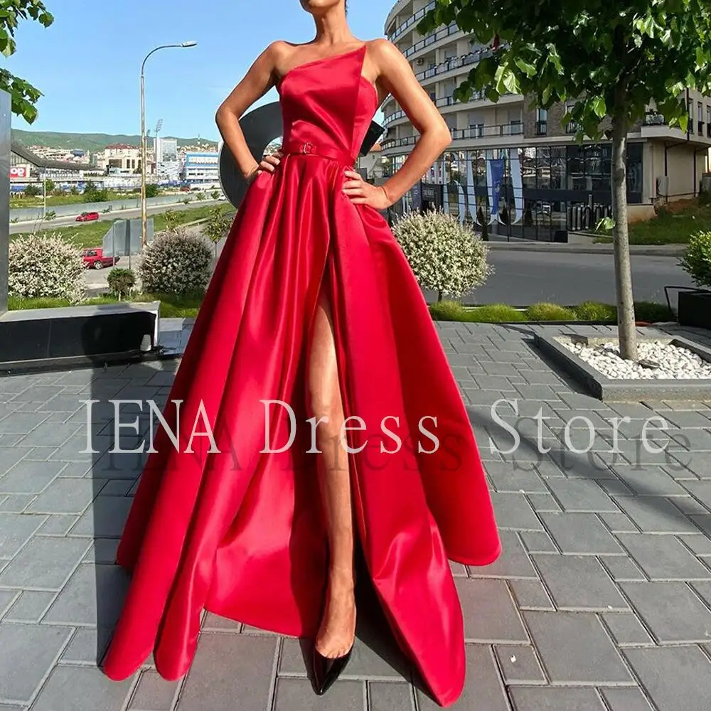 14412#IENA Elegant Stain Evening Dress Dark Red V-Neck Dresses Women Club Party Night A-LINE Bride Prom Gowns Vestidos De Fiesta