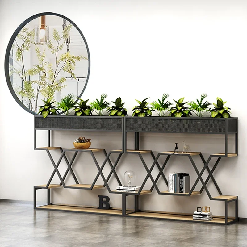 

office furniture industrial style wrought iron office entrance decorative cabinet screen partition green plant flower rack