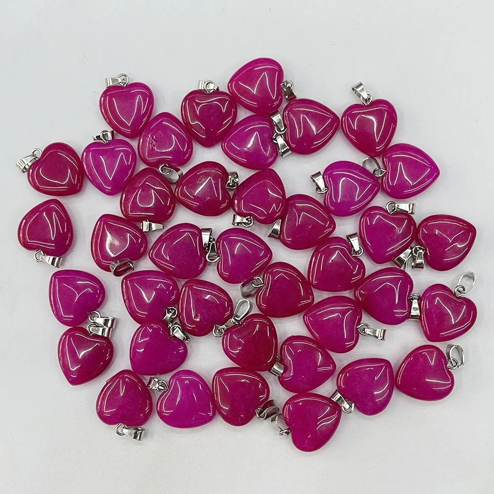 fashion good new amethyst natural stone Quartz Rose 15 16mm heart Pendant necklace making Jewelry charm accessory 36pc wholesale