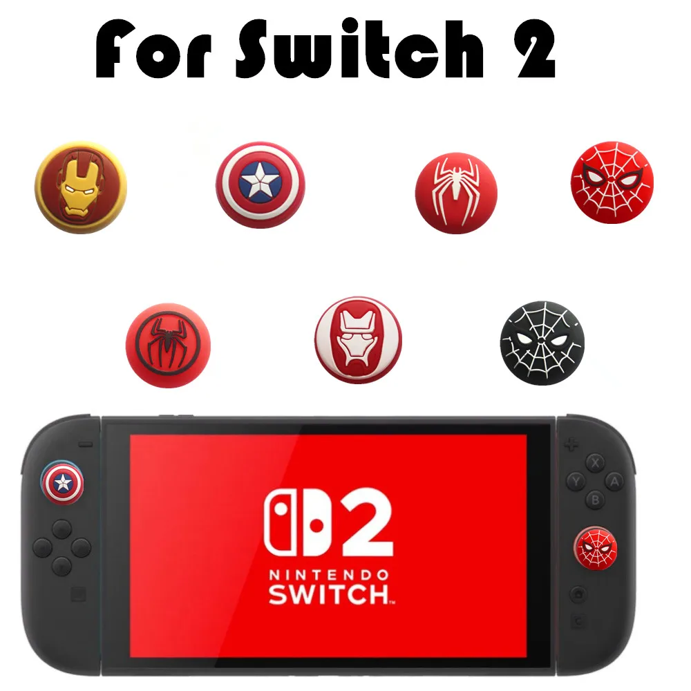 4Pcs/Lot Marvel Captain America Spider Man Iron Man Stick Grip Cap Joystick For Nintendo Switch 2 (2025) Controller — product photo 1 of 1