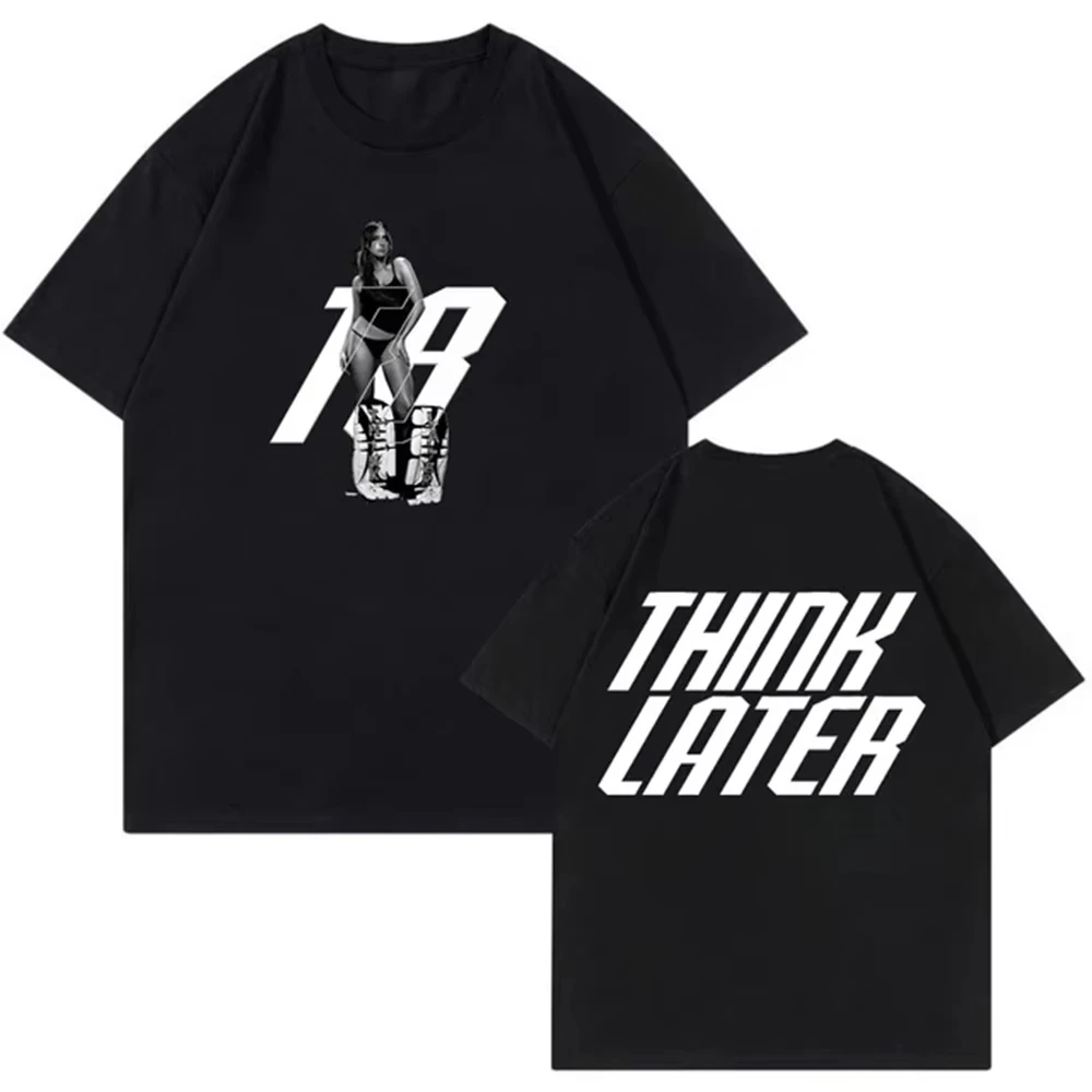 Tate McRae Think Later T-shirts Pop Singer 2025 Tour Merch Crewneck Short Sleeve Tee Men's Women Streetwear Fashion Clothes Tops