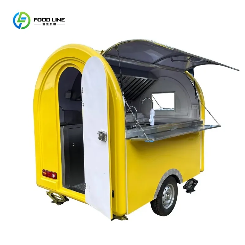 Fully Equipped Small Round Coffee Ice Cream Hot Dog Fast Food Trailer Commercial Custom
