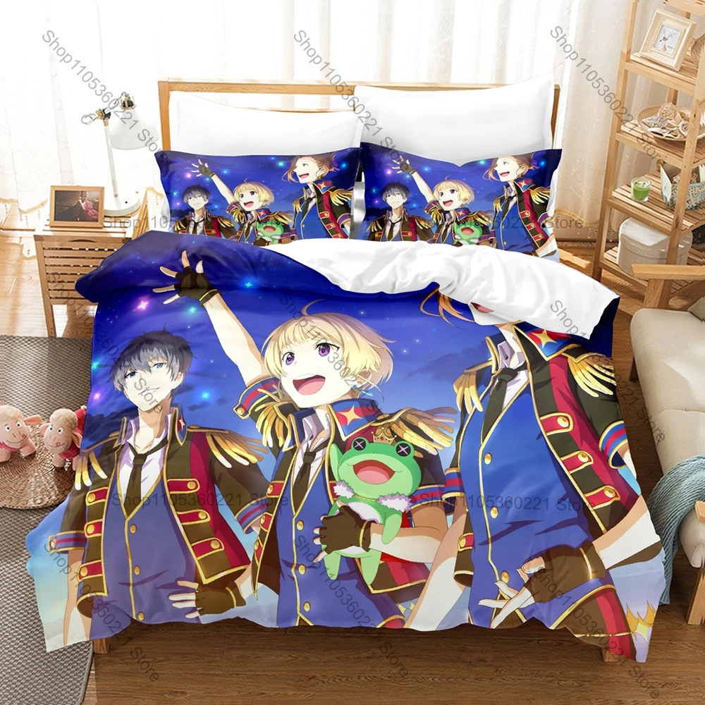 Cool THE iDOLM@STER SideM Male Idol Anime Print 3PCS Bedding Set Duvet Cover + 2 Pillowcases Soft Bed Linen Decor For Game Fans