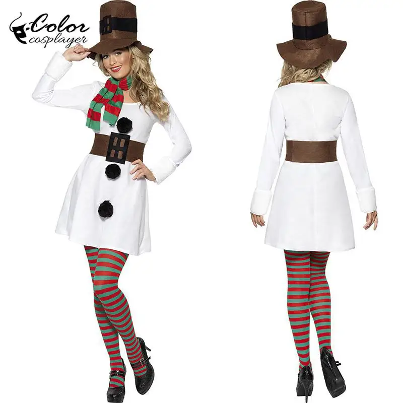 Kleur Cosplayer Kerst Cosplay Pak Voor Vrouwen Vermomming Sneeuwpop Kostuum Mannen Feest Set Volwassen Kleding Fantasia Carnaval Outfit