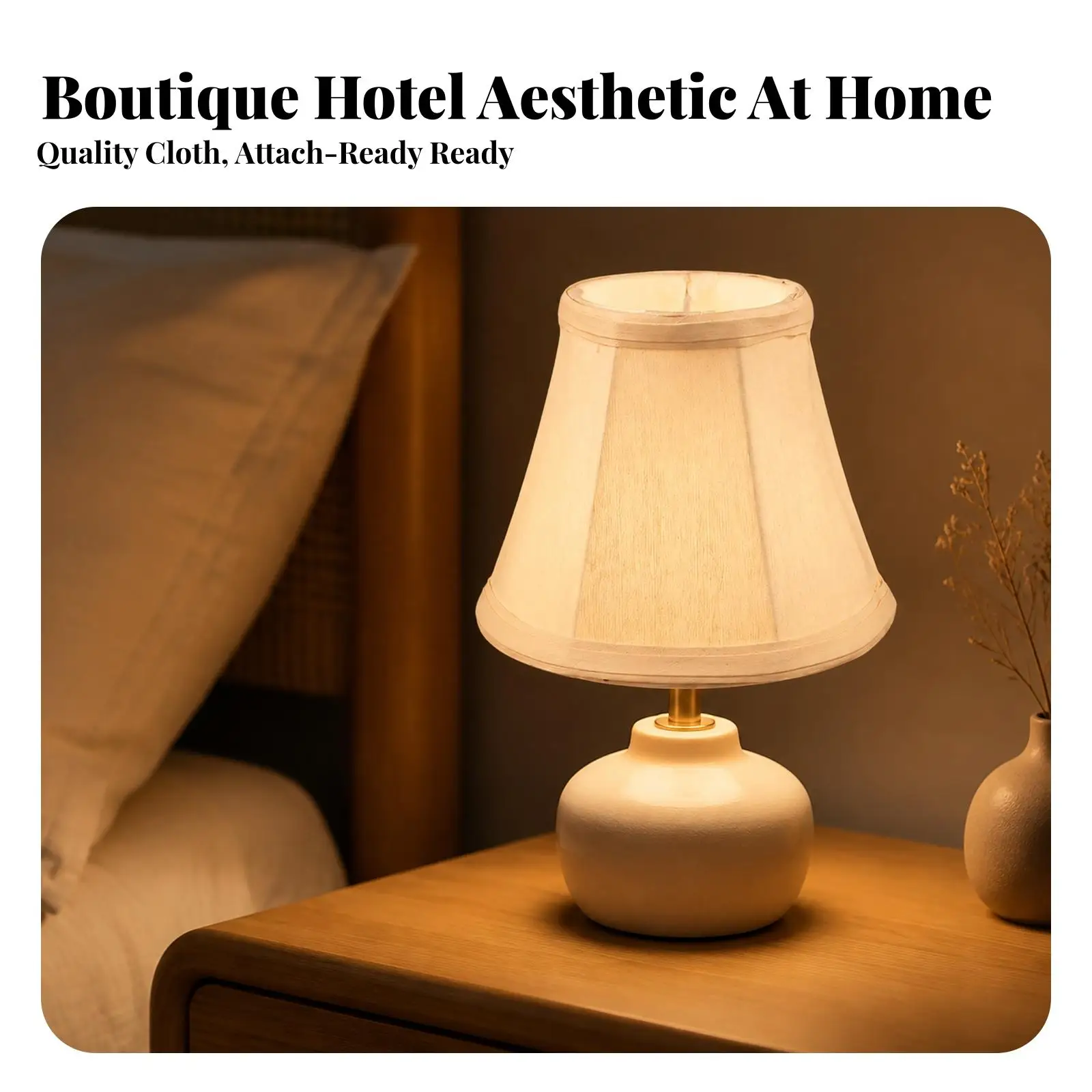 Beige Fabric Lampshade Conical Design for Hanging Ceiling Lamp Aesthetic Bedroom Dining Room Warm Light Cover