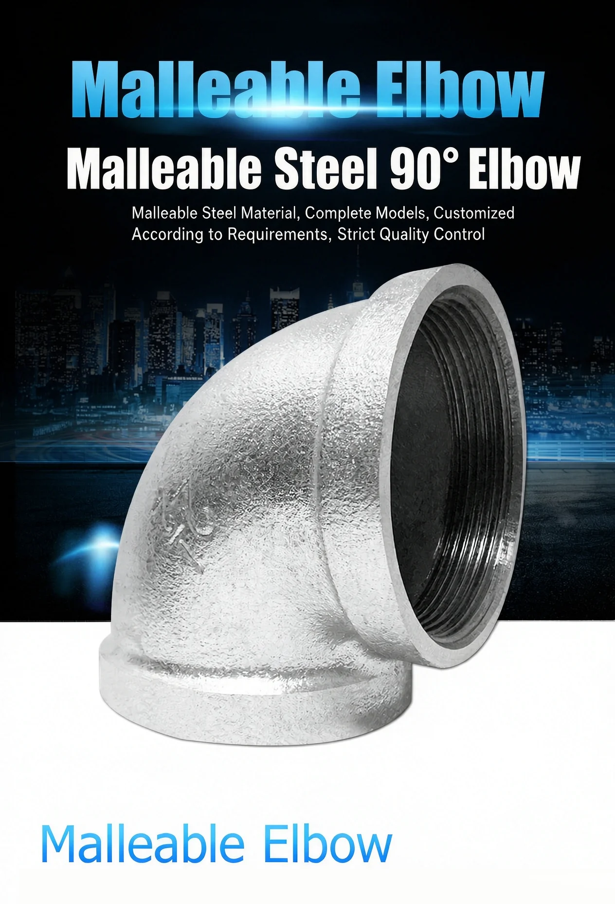 Galvanized Malleable Iron 90 Degree Elbow Light Duty Female Thread Pipe Fitting BSPT Plumbing Gas Water Fire Protection